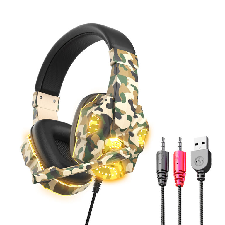 Camouflage wired over-ear gaming headset