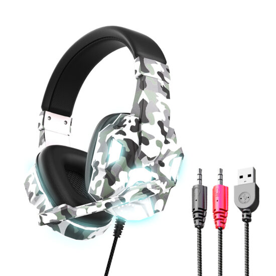 Camouflage wired over-ear gaming headset