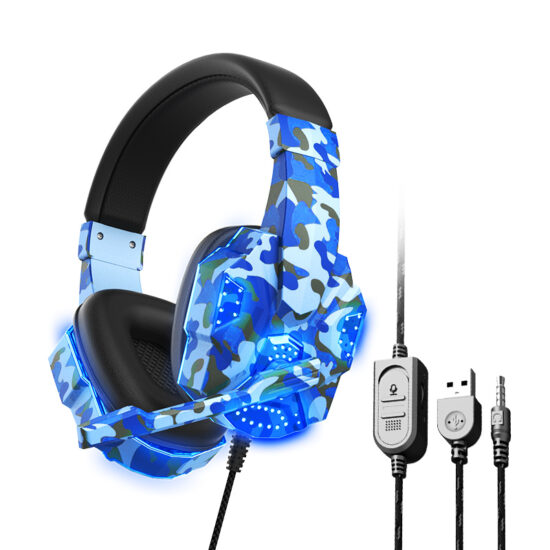 Camouflage wired over-ear gaming headset