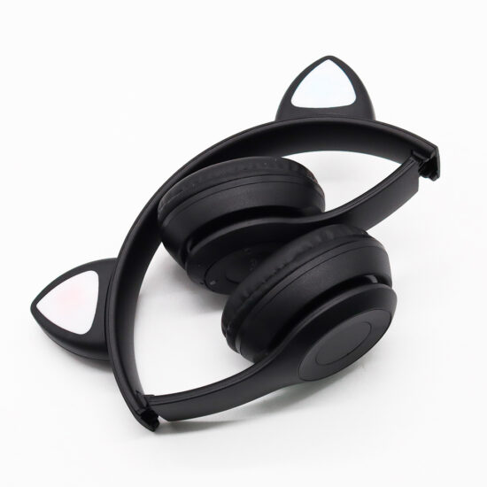 Wireless cat ear headphones with LED light and mic