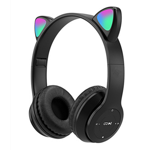 Wireless cat ear headphones with LED light and mic