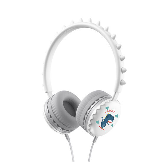 Lightweight wired headphones with dinosaur design