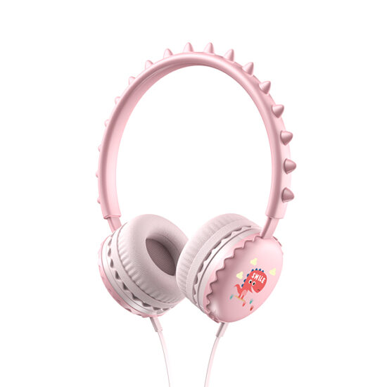 Lightweight wired headphones with dinosaur design