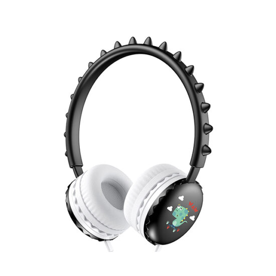 Lightweight wired headphones with dinosaur design