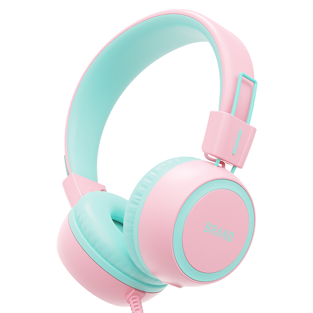 Colorful children’s wired headphones with audio jack