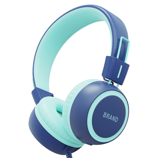 Colorful children’s wired headphones with audio jack