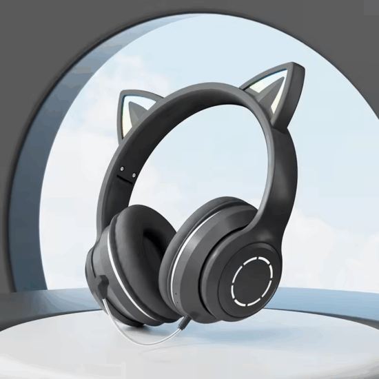 Wireless cat ear gaming headphones with microphone