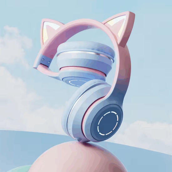 Wireless cat ear gaming headphones with microphone