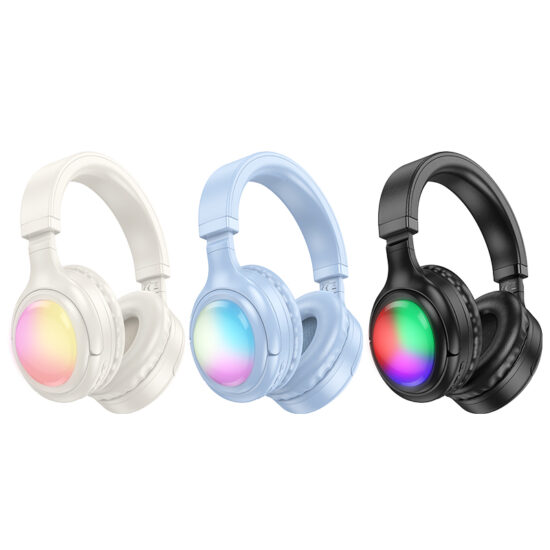 Over-ear gaming headset with built-in microphone, wired and wireless modes