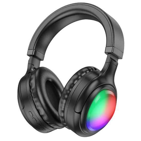 Over-ear gaming headset with built-in microphone, wired and wireless modes