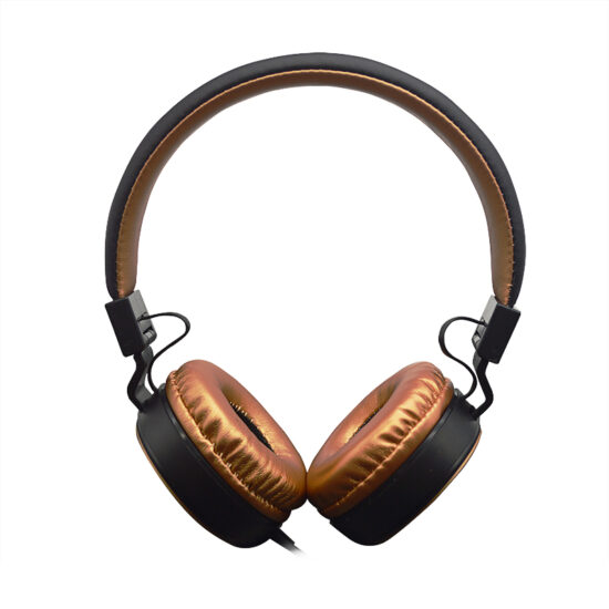Foldable wired headphones with microphone and soft ear cushions