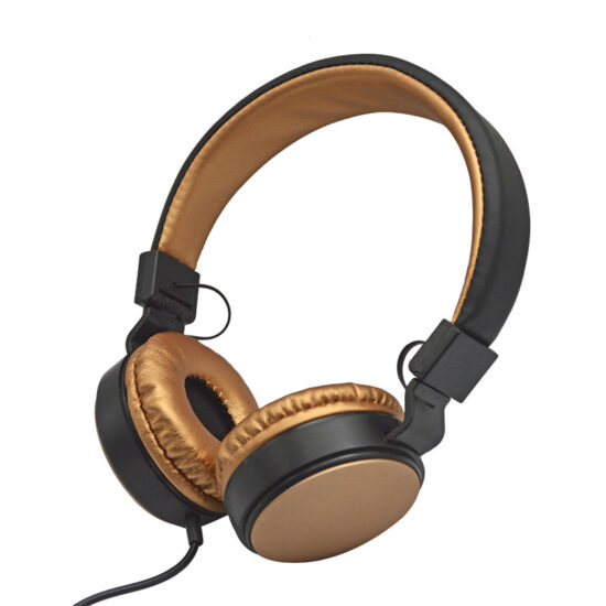 Foldable wired headphones with microphone and soft ear cushions