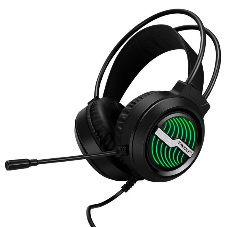 USB wired gaming headset with LED lights