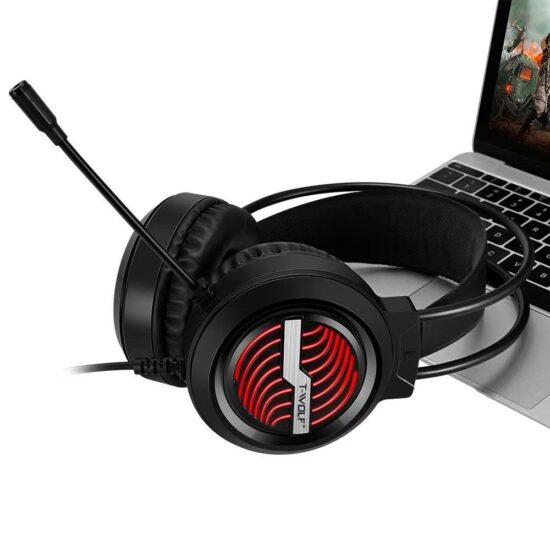 USB wired gaming headset with LED lights