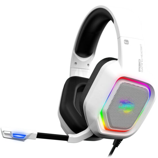 Wired gaming headset with LED lights and adjustable bass