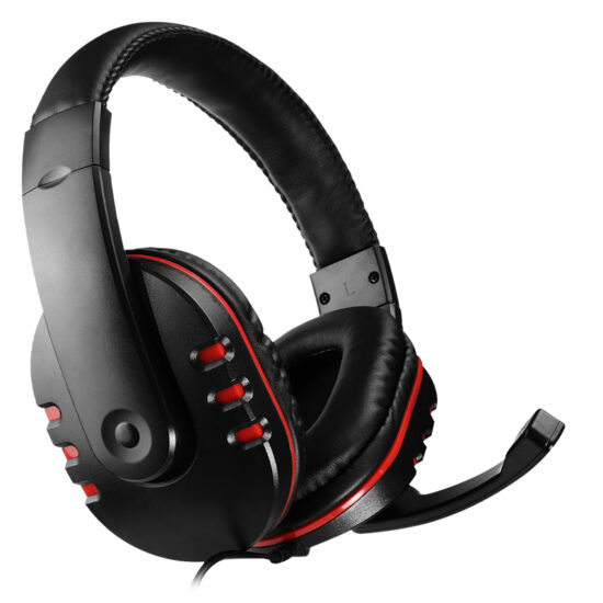 USB wired gaming headset with LED and adjustable microphone