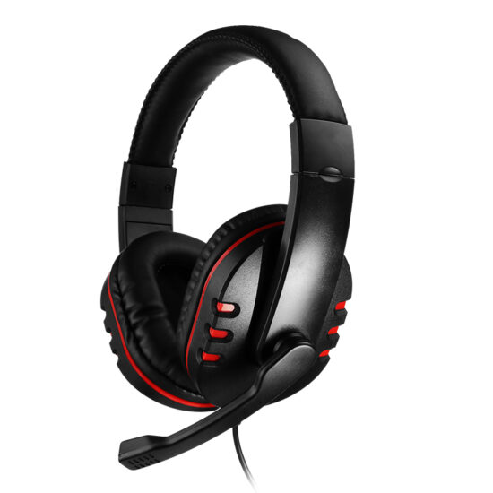 USB wired gaming headset with LED and adjustable microphone