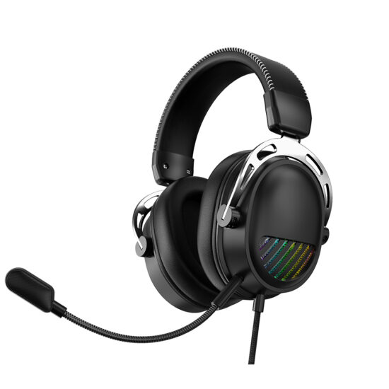 Wired gaming headset with noise-canceling mic