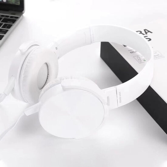 Black wired over-ear stereo headphones with 3.5mm plug