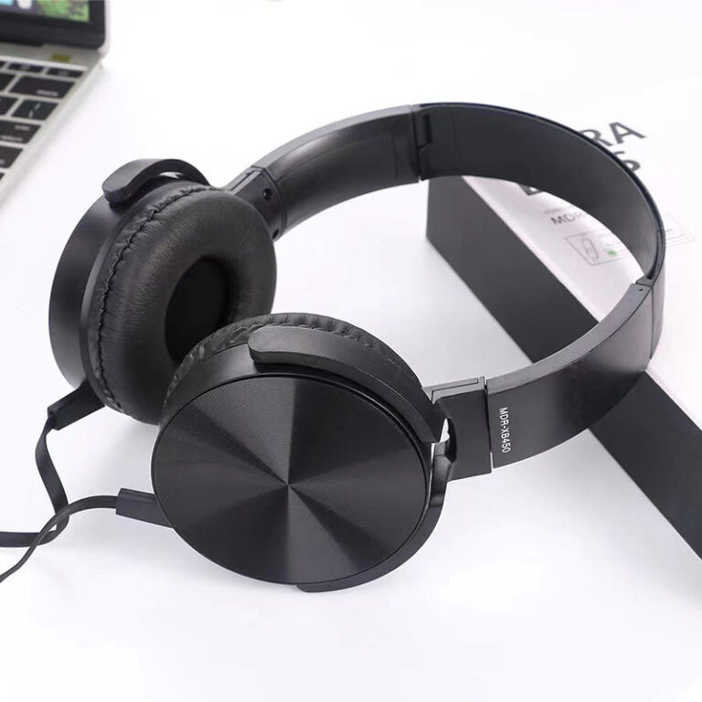 Black wired over-ear stereo headphones with 3.5mm plug