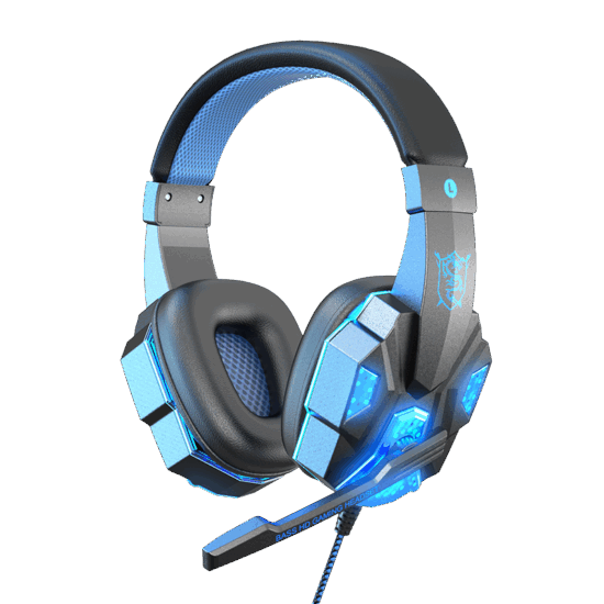 Over-ear wired gaming headset with microphone