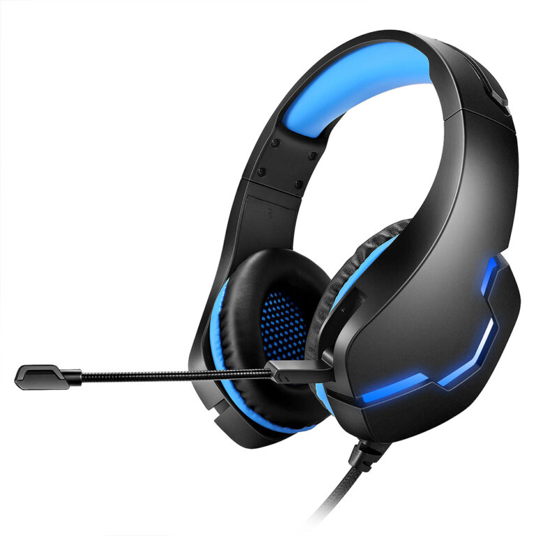 LED wired gaming headset with mic and in-line control