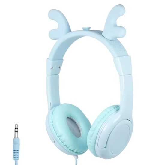 Pink kids headphones with cute ear design