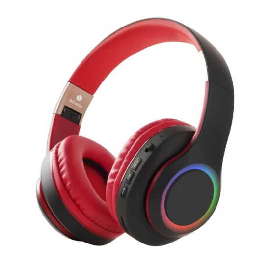 Foldable wireless Bluetooth headphones with deep bass, SD card support, and microphone
