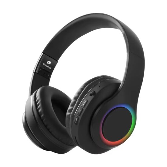Foldable wireless Bluetooth headphones with deep bass, SD card support, and microphone