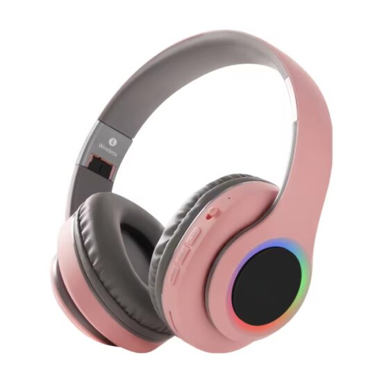 Foldable wireless Bluetooth headphones with deep bass, SD card support, and microphone