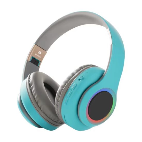 Foldable wireless Bluetooth headphones with deep bass, SD card support, and microphone