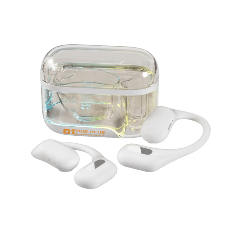 Wireless sport earbuds with colorful LED charging dock